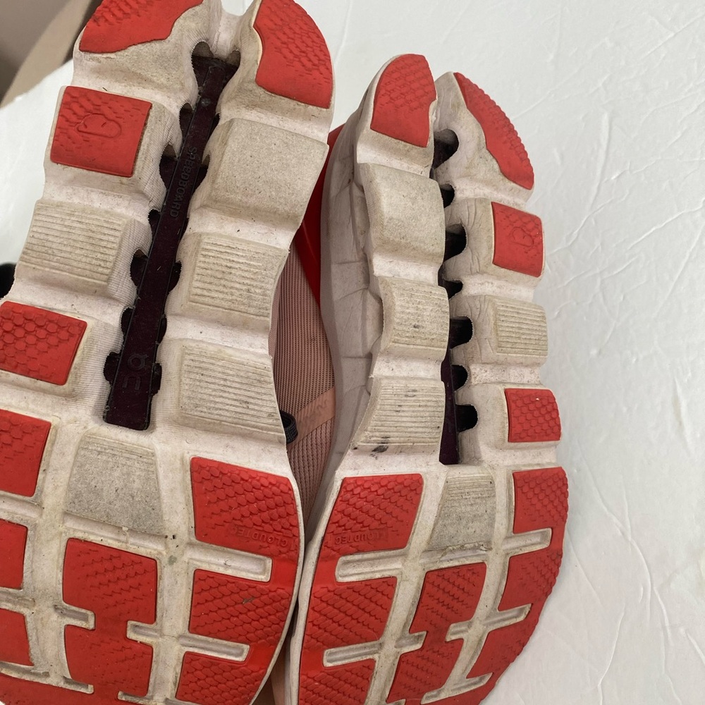 On Running Athletic Shoes in Red and Gray - Picture 10 of 12